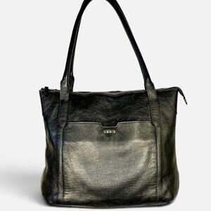 Lodis Black Pebbled Leather Tote Zip Top Shoulder Work Business Laptop Bag BTC